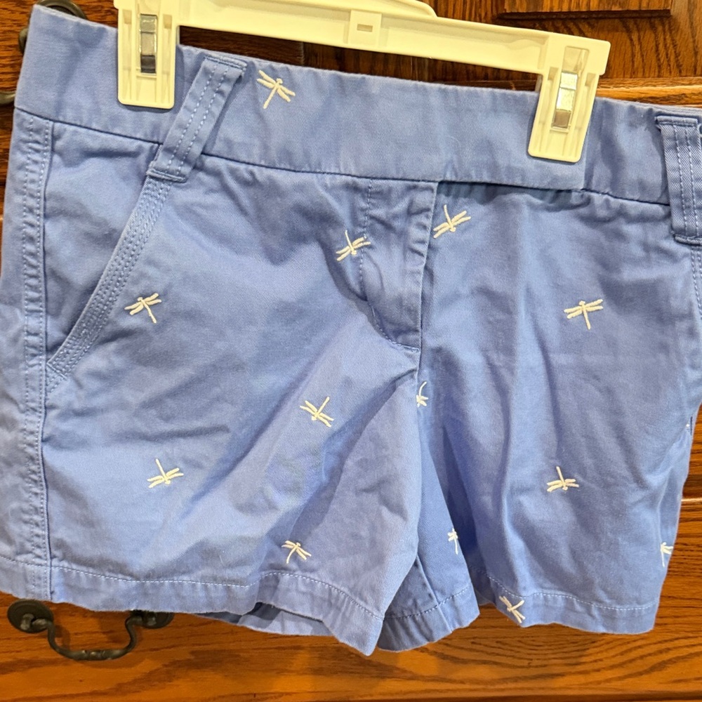 J. Crew Light Blue Women's Shorts with Embroidered Dragonflies